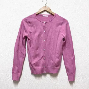 핑크 버튼 긴팔 가디건