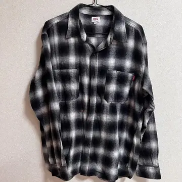 EDWIN XL 옴브레 체크 셔츠 블랙 화이트