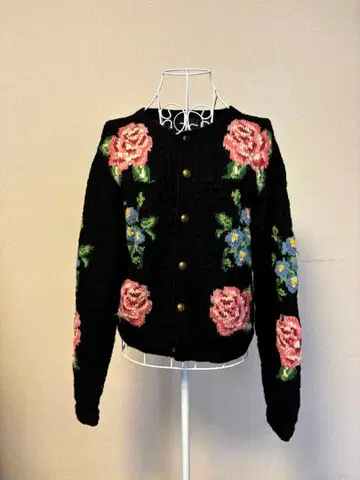 키티 구제 의류 로즈 패턴 가디건