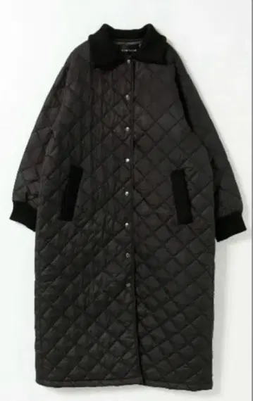 mizuiroind 블랙 퀼팅 롱 코트