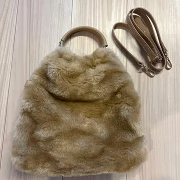 MARCO BIANCHINI 베이지 퍼 숄더 핸드 2way