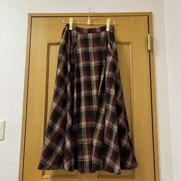 알루메르 체크 롱 스커트