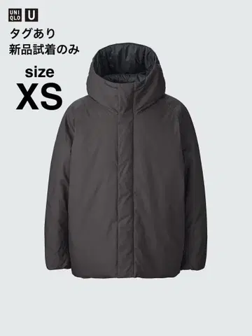 UNIQLO U 퍼프 테크 볼륨 후드티 XS 다크 그레이