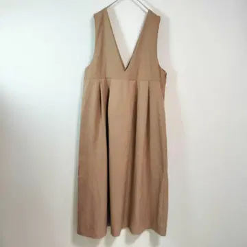 GLACIER V넥 오버롤 스커트 L 베이지 레이어드 코디