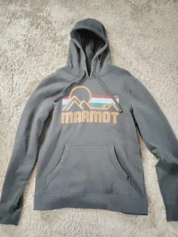 마모트 로고 프린트 풀오버 후드티