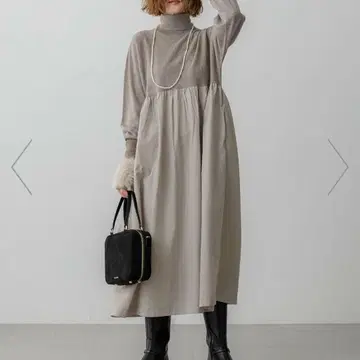 23구 [세탁 가능] 개더 콤비 니트 원피스