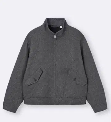 GU 코지 멜톤 스탠드 집업 자켓 남성용 S 사이즈 그레이