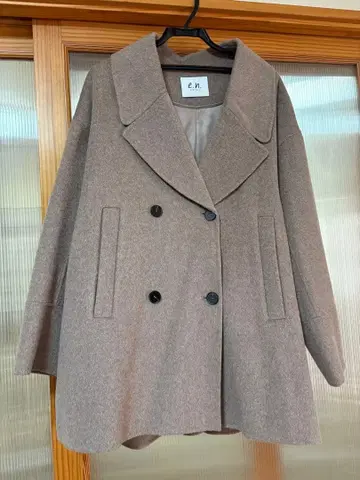 e.n 에버네이비 베이지 더블 브레스트 코트