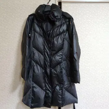 미즈원 블랙 후드 부착 다운 코트