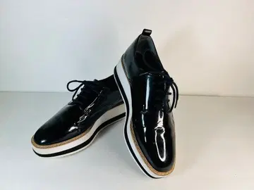 DIANA 통굽 에나멜 레이스업 슈즈 블랙 22cm