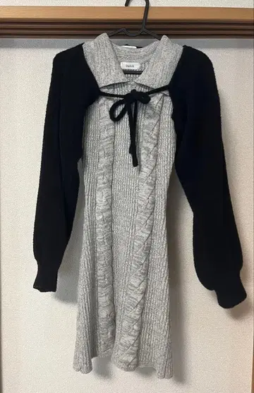 다리치 숏 볼레로 니트 미니 원피스