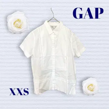 갭 여성용 블라우스 화이트 XXS 사이즈 반팔 히든 버튼