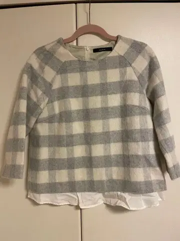 바너바레트 체크 무늬 7부 소매 풀오버