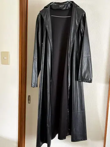 인조 가죽 롱 코트 블랙 여성용 XL 사이즈