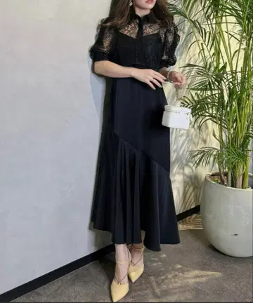 레이스 포함 블랙 셋업