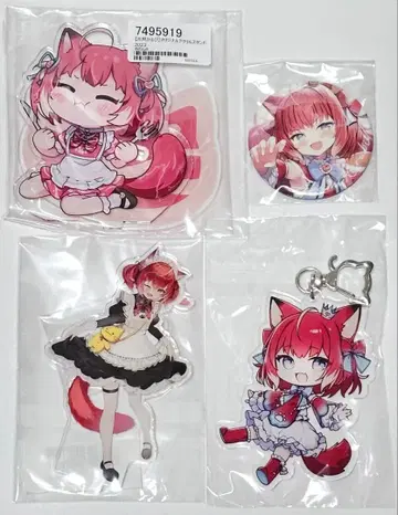 아카미 카루비 아크릴 스탠드 아크릴 키링 캔뱃지 세트