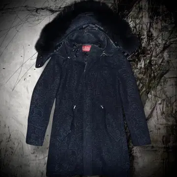 TORNADO MART 이탈리아제 원단 뱀 패턴 퍼 부착 코트