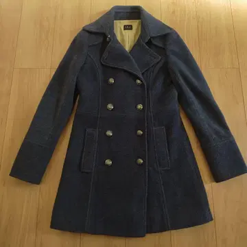 IZE INTERNATIONAL 네이비 더블 브레스트 코트 여성용