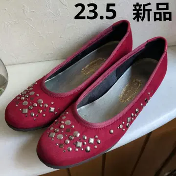 긴자 요시노야 23.5cm 스웨이드 펌프스 스터드 보르도 와인 컬러