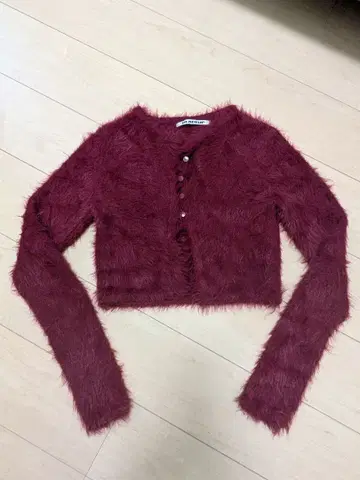 BLACKUP 버건디 크롭 가디건