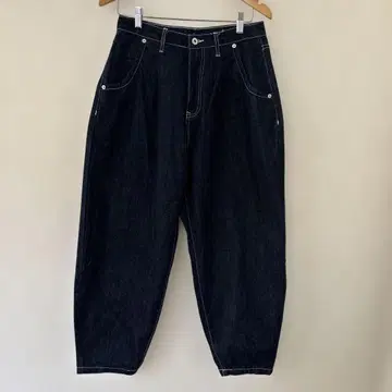 다크 데님 하이웨스트 와이드 팬츠