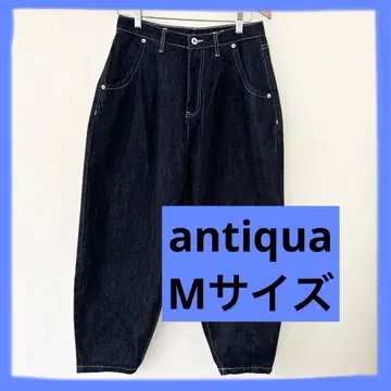 여성용 antiqua 다크 블루 데님 하이웨스트 와이드 팬츠