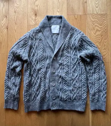 케이블 니트 숄 가디건