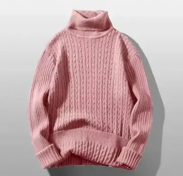 [ 팔로우 할인 있음 ] 니트 터틀넥 니트 스웨터 핑크 복숭아색 슬림