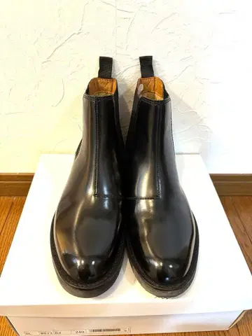 블랙 가죽 사이드 고어 부츠