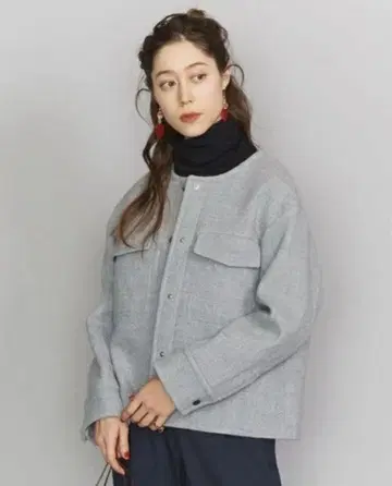 BEAUTY&YOUTH 그레이 울 노카라 자켓