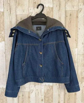 Mia 데님 자켓 리브 카라 G 자켓 걸리시