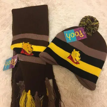 새상품 푸우 머플러 니트 모자 세트 키즈