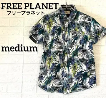 FREE PLANET 프리 플래닛 하와이안 셔츠 구제 의류 리프 무늬 M