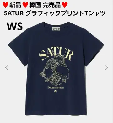 [ 새상품 ] SATUR 세터 네이비 그래픽 디자인 T셔츠 한국 WS