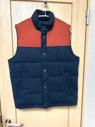 GAP 퀼팅 다운 베스트 네이비와 오렌지 M 남성용