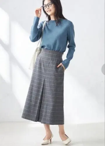 a.v.v 기모 체크 A라인 스커트 그레이 L 미디 기장 스커트