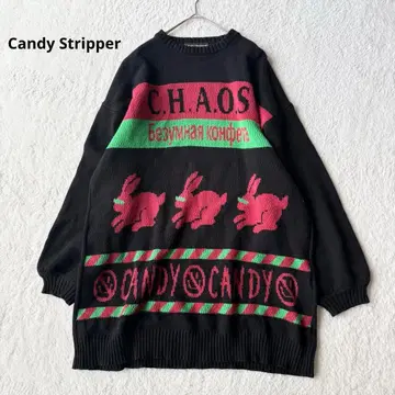 캔디 스트리퍼 자카드 니트 원피스 튜닉 루즈핏 2 블랙