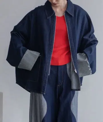 다크 블루 오버 사이즈 데님 자켓