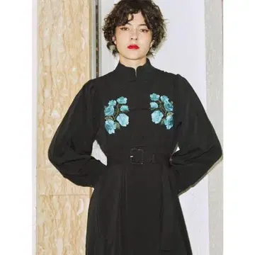 jouetie 긴팔 원피스/M/BLK/차이나 플라워 원피스