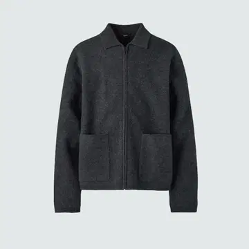 [새상품급] 유니클로C 니트 풀지퍼 자켓 다크 그레이 M