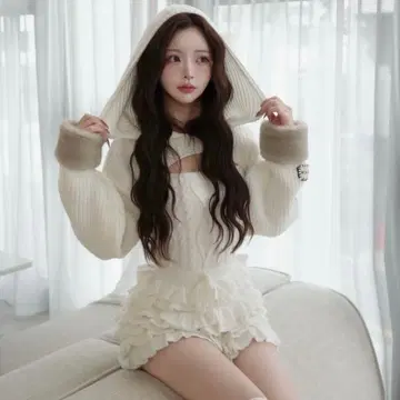 Darich 다리치 프릴 니트 콤비네존 WHT 화이트