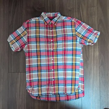 BEAMS 플러스 반팔 마드라스 체크 셔츠 M 사이즈