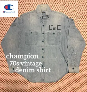 챔피온 챔피온 데님 셔츠 70s 빈티지 복각 구제 의류