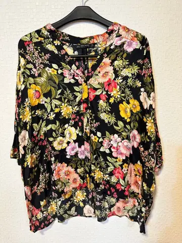 꽃무늬 오분 소매 셔츠