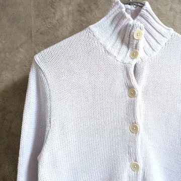 랄프 로렌 여성용 화이트 버튼 코튼 니트 화이트