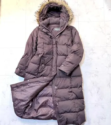 XL 빅 사이즈 에디바우어 초 롱 다운 코트 3way 브라운