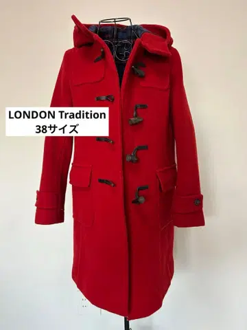 LONDON TRADITION 더플 코트 울 소가죽 38 빨간색