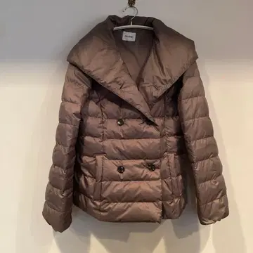 브라운 더블 버튼 숏 다운 자켓