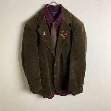 세트 판매 자켓 코듀로이 짙은 갈색 안감 올 패턴 페이크 스웨이드 와인