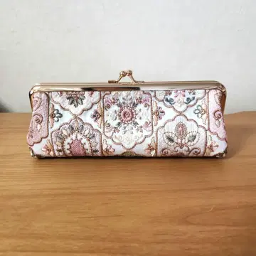 인도 자수 원단 가마구치 파우치 *18cm 금형 / 발수 안감 브라운